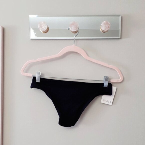 NWT Saha Swimwear black front binding triangle bikini top & bottom set - Picture 10 of 12